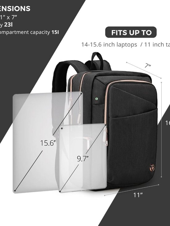 Swissdigital Design Laptop Backpack Black 15.6” USB Port